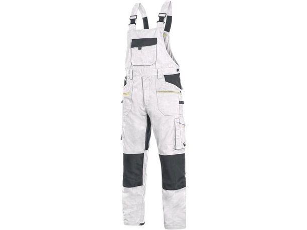 Montérkové nohavice na traky CXS STRETCH, pánske, bielo-šedé